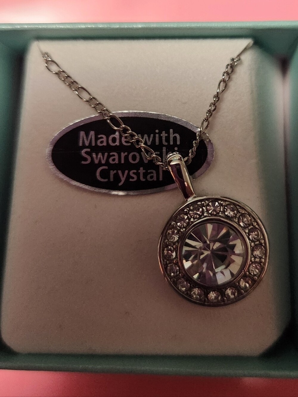 SWAROVSKI CRYSTAL ROUND NECKLACE, SILVER TONE, NEW, MACY'S